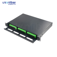 Boîtier de distribution de fibre optique 1U à 24 ports et 48 fibres SC/APC duplex, montable en rack, avec rail DIN