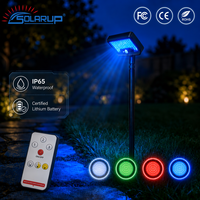 Lampu Sorot LED Kecil untuk Jalur dengan Pengaturan Warna Merah Hijau Biru, Sensor Surya, Kontrol Jarak Jauh, Tahan Air IP65, Baterai Besar