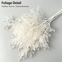 6 Fleurs artificielles en plastique à branches multiples, effet de brume, type herbe de queue de phénix, pour décoration de mariage, allées, salles de réception, hôtels et plafonds de maison