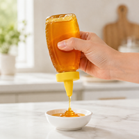 Botella Transparente con Dosificador para Miel, Sirope, Salsas, Aderezos, Jugos, Ketchup, Empaquetado OEM, Marca Privada, Venta al Por Mayor