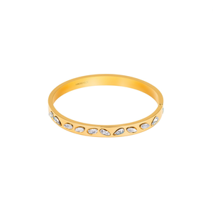 Bracelet en acier inoxydable 316L plaqué or, serti de cristaux en forme de goutte d'eau, bijou tendance pour soirée - Product Image 2