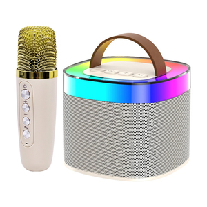 Có thể sạc lại Micro không dây karaoke cho Bluetooth loa khuếch đại âm thanh hộp RGB LED chiếu sáng USB AUX TF FM cho máy tính - Product Image 1