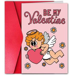 Tarjeta de San Valentín Personalizada al por Mayor, Diseño de <span class=keywords><strong>Cupido</strong></span> Adorable, Tarjetas de Felicitación con Sobre para Él, Ella, Esposa, Esposo, Compañero de Trabajo - Product Image 1