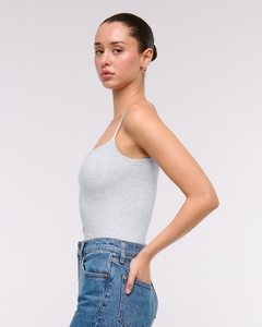 LE DUO 2026 Heathered Light- Grey Adjustable Strap Camisole with Built-in <b>Shelf</b> <b>Bra</b> Basic Layering Tank Top for Women - Product Image 2