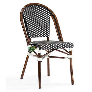 (E200779-W104b) <span class=keywords><strong>Chaises</strong></span> de bistrot françaises en aluminium imitation bambou pour l'extérieur, en rotin, pour café - Product Image 3
