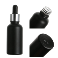 Bouteilles compte-gouttes rondes en verre noir mat, écologiques et recyclables, personnalisables, 5 ml-100 ml, impression sérigraphique pour huile essentielle, huile à barbe