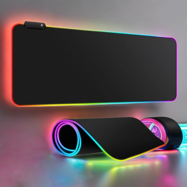 Flashstrike 800x300mm RGB Colorful Light-Up Mouse Pad 7 Solid Colors 3 Light Modes Waterproof Natural Rubber Anti-Slip Gaming