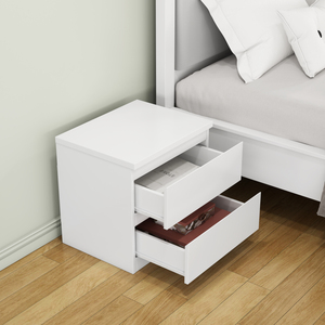 White Nightstand 19.7 Inch 2 <b>Drawers</b> Handle Free Design Thickened Top Plate <b>Small</b> Side Table - Product Image 2