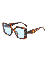Twooo T1541 Lunettes de soleil mode luxueuses à grande monture incrustées de diamants carrés personnalisés