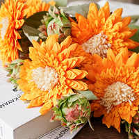 Fleur artificielle tournesol Teddy à tige unique en gros, fleur décorative pour la maison et la table à manger, accessoires de photographie