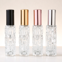 Flacon pulvérisateur de parfum en verre transparent gaufré de 10 ml, avec bouchon métallique personnalisé, atomiseur cosmétique portable rechargeable vide avec pompe