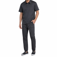 Polo de travail personnalisé pour homme avec logo, ensemble uniforme à col rabattable, manches courtes, t-shirt décontracté pour personnel avec poche, antibactérien