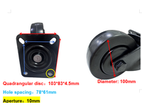 Meilleure roue pivotante réglable en nylon plastique de 100 mm, capacité de charge de 90 kg, écologique, légère, pour usage industriel et scolaire, noire