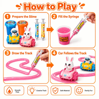 Set Mobil Balap Slime Bermotor EPT dengan 2 Mobil Isi Ulang, 4 Kepala Karakter, Mainan Balap Slime DIY untuk Anak-Anak