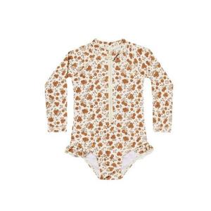 Traje de baño de dos piezas con estampado floral para niñas de 1 a 12 años, traje de baño de manga larga para niños pequeños, trajes de baño con protección solar, ropa de playa - Product Image 6