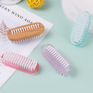Brosses multifonctionnelles pour le nettoyage des ongles et la pose de poudre, en gros d'usine, ensembles de brosses à ongles portables en plastique à poils plats double face - Product Image 1