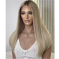 Wig Qingdao Kualitas Terbaik 14A Platinum Blonde Virgin Russian Cuticle Aligned Hair Glueless 13x6 Lace Front Wig untuk Wanita Kulit Putih