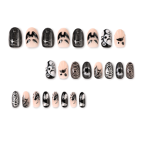 Faux Ongles Halloween à Presser Gothiques 3D Fantôme Araignée Chauve-souris Œil de Chat Amande Réutilisables Faits Main pour Femmes, Kit d'Art Horreur 4520