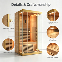 Sauna Eléctrica de Infrarrojos Lejanos de Lujo Moderna para 2 Personas, Directo de Fábrica, con Control por Computadora, Ventanas Transom, 9KW, para Sala de Estar o Almacén