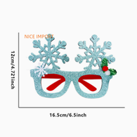 Lunettes de Noël style flocon de neige blanc, décoration de fête de Noël, monture de lunettes à motif baies et flocons de neige, accessoire photo festif