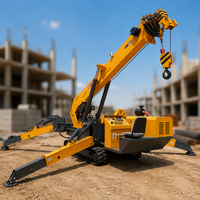 Mini-grue araignée compacte diesel 5 tonnes sur chenilles avec flèche télescopique 17 m de hauteur max. pour espaces étroits