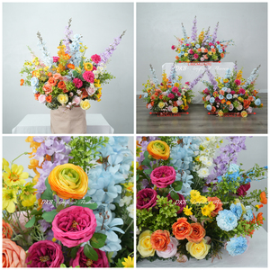 Décoration florale personnalisée en soie artificielle aux couleurs vives et au toucher réel, fleurs artificielles pour cérémonie <span class=keywords><strong>de</strong></span> mariage, <span class=keywords><strong>bouquet</strong></span> d'allée <span class=keywords><strong>de</strong></span> mariage - Product Image 3