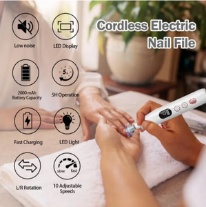 <span class=keywords><strong>Lima</strong></span> de <span class=keywords><strong>Uñas</strong></span> Eléctrica Inalámbrica de 10 Velocidades con Luz LED, Kit Portátil de Manicura y Pedicura, Pulidora de <span class=keywords><strong>Uñas</strong></span> con Pantalla LCD - Product Image 2