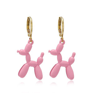 2025 nouveau haute qualité en gros couleur bonbon 3D métal chiot boucles d'oreilles mignon dessin animé chien Huggie boucles d'oreilles pour femmes filles - Product Image 5