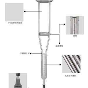Bastones para Personas Mayores, Muletas Individuales y Dobles con Ajuste de Altura, Características Antideslizantes y de Prevención de Fracturas - Product Image 3