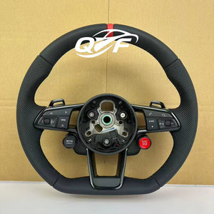 Volant de voiture en fibre de carbone noire et cuir personnalisable pour <span class=keywords><strong>Audi</strong></span> <span class=keywords><strong>Q</strong></span> C8 A1 A3 A4 A5 A6 A7 A8 B6 B7 B8 B9 C6 C7 TT R8 - Product Image 1