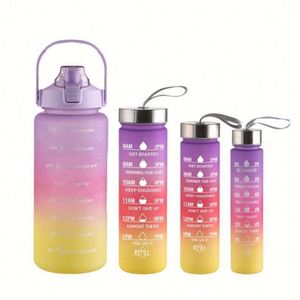 Lot de 4 Bouteilles d'Eau Sportives 4-en-1 Portables Demi-Gallon Anti-Fuite et Écologiques avec Logo Personnalisable, Paille et Cordon Inclus - Product Image 2