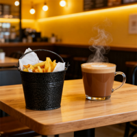 Vente en gros directe d'usine, seaux à glace vintage en métal galvanisé, mini seaux à chips argentés à double paroi avec poignée