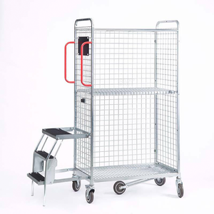 मल्टी वेयरहाउस हैंड पुश रोल कंटेनर ऑर्डर पहियों के साथ ट्रॉली पिक - Product Image 1