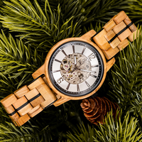 Luxuriöse Unisex-Holzuhr mit Individuellem Logo, Chronograph, Automatikwerk, 3BAR Wasserdicht, Business-Sport-Zifferblatt mit Datum und Wochentag