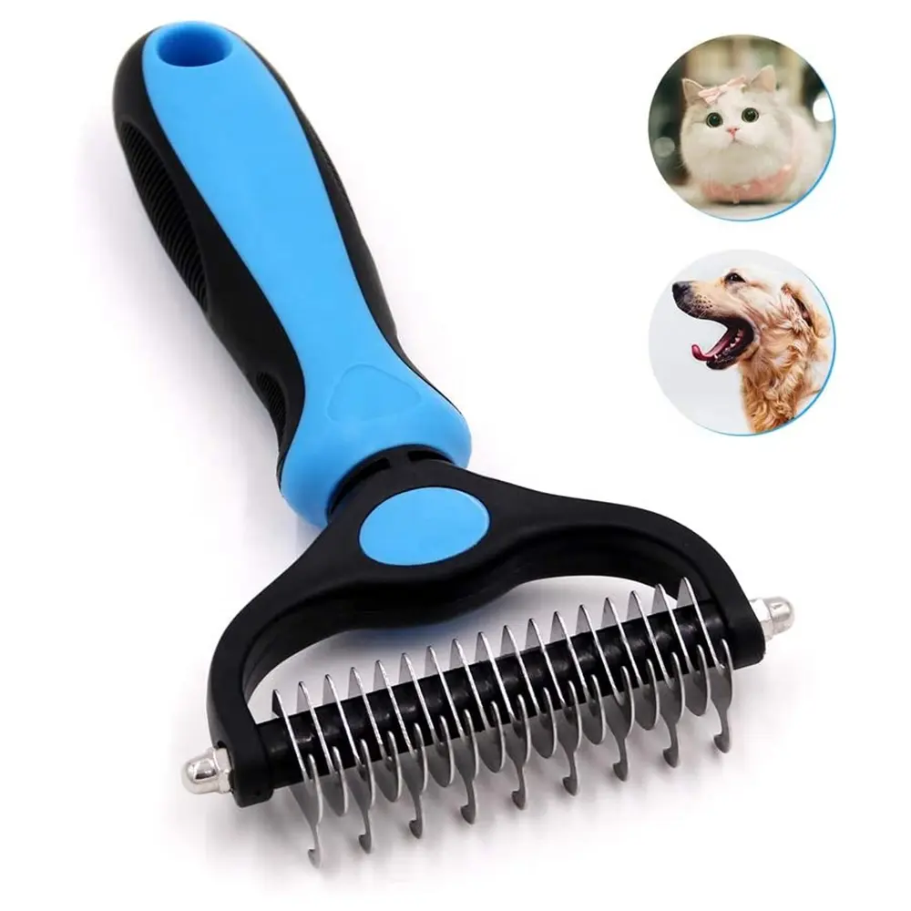 OEM dog bath brush Pet Cat Hair Removal Brush Double sided Deshedding Comb Pet Fur Knot Cutter Dog Grooming Shedding Tools