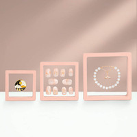 Boîte à bijoux flottante 3D, cadre de suspension en film PE transparent, étui de présentation, vente en gros, boîte d'emballage pour bijoux en plastique personnalisée