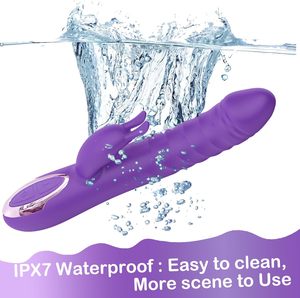 <span class=keywords><strong>Dildo</strong></span> portatile per adulti 10 modalità potenti orecchie di coniglio giocattolo realistico in Silicone Cordless giochi di spinta macchina viola - Product Image 5