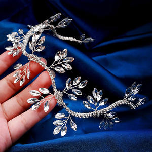 Couronnes de mariée personnalisées de style forêt, branche de feuille, couronnes de mariée artisanales, fleurs en strass ondulées, diadèmes polyvalents, couronnes de <span class=keywords><strong>demoiselle</strong></span> <span class=keywords><strong>d</strong></span>'<span class=keywords><strong>honneur</strong></span> pour mariage - Product Image 3