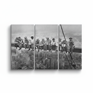 Vintage NYC Construction Photo Printed Canvas: <b>Lunch</b> Atop a Skyscraper,<b>SET</b> OF 3 CANVAS - Product Image 2