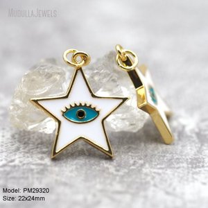 Pendentif étoile PM29341 plaqué or 18 carats, émail, charme œil pentagramme, 5 couleurs, amulette de <span class=keywords><strong>protection</strong></span>, fournitures pour la fabrication de bijoux - Product Image 3