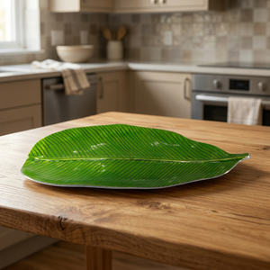 Plat en aluminium en forme de feuille avec intérieur émaillé - Product Image 2