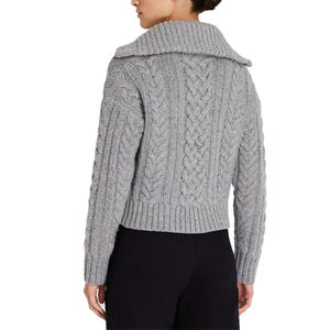 Vente en gros cardigan haut de gamme chaud hiver personnalisé <span class=keywords><strong>veste</strong></span> courte Tejido cardigan pour dames en <span class=keywords><strong>grosse</strong></span> <span class=keywords><strong>laine</strong></span> nylon torsadé pull pour femmes - Product Image 5