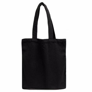 Sac fourre-tout en toile de coton naturel noir recyclé écologique avec logo personnalisé - Product Image 2