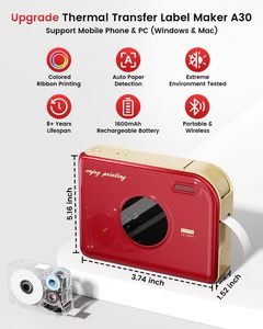 Mini thermische <span class=keywords><strong>printer</strong></span> Draagbare labelmaker voor lintlabelafdrukken Dagelijkse notities Reisstijl Inktloos voor 4.2 Android/iOS - Product Image 2