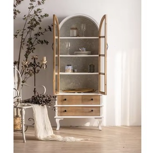 <span class=keywords><strong>Buffet</strong></span> console d'entrée/commode de cuisine en bois brun antique avec portes vitrées et tiroirs de rangement pour salon, couloir, entrée - Fabrication OEM - Product Image 3