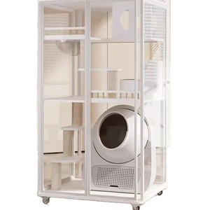 Villa pour <span class=keywords><strong>chat</strong></span> en verre panoramique, bac à litière intégré, cage pour <span class=keywords><strong>chat</strong></span> d'intérieur de luxe - Product Image 5