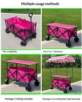 Staalvouwbare campingkar met off-road wielen, parapluhouder, telescopische handgreep, verstelbaar tafelblad, geschikt voor fruitverkoop op straat