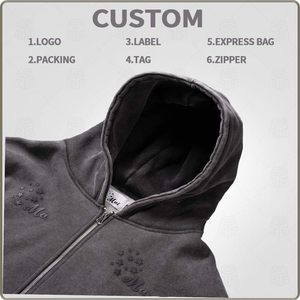 Tùy Chỉnh Thiết Kế Người Đàn Ông Của Hoodies Quá Khổ Cổ Điển Áo Các Nhà Sản Xuất Chất Lượng Cao Dây Kéo-up Trống Axit Rửa Áo Cho Nam Giới - Product Image 5