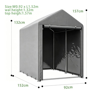 Abri <span class=keywords><strong>de</strong></span> jardin portable 3x5 pieds avec <span class=keywords><strong>porte</strong></span> à fermeture éclair enroulable, tente <span class=keywords><strong>de</strong></span> rangement pour outils <span class=keywords><strong>de</strong></span> jardin en métal gris portable - Product Image 6