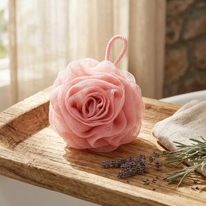 Éponge de bain élégante en forme de rose, en maille douce, pour une mousse riche, pour enfants et adultes - Product Image 5